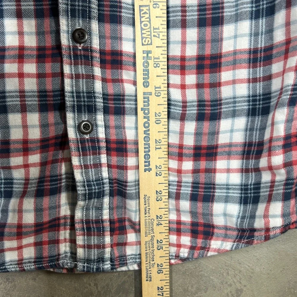 American Eagle Outfitters Men's XS Flannel Shirt Plaid Red White Blue Soft‎